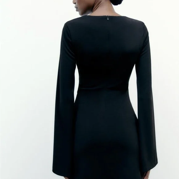 Zara Cutout Bell Sleeve Mini Dress Tie Front XL - Picture 3 of 3